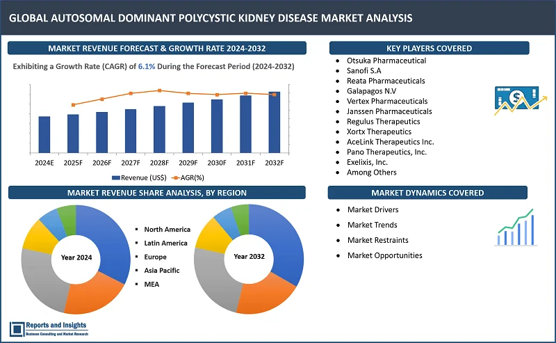 Autosomal Dominant Polycystic Kidney Disease Market Report, By Treatment Type (Pain & Inflammation Treatment, Kidney Stone Treatment, Urinary Tract Infection Treatment, Kidney Failure Treatment); Disease Stage (Early-Stage, Mid-Stage, and End-Stage Renal Disease); Age Group (Adolescent, Adult); End User (Hospitals, Clinics, Ambulatory Surgical Centers); and Regions 2024-2032