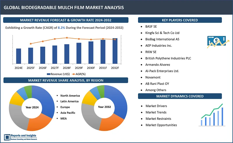 Biodegradable Mulch Film Market Report, By Polymer (Starch, Polyhydroxyalkanoates, and Polylactic Acid), By Application (Fruits and Vegetables, Flowers and Plants, and Grains and Oilseeds), and Regions 2024-2032