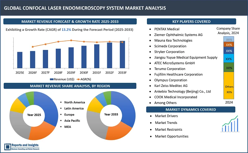 Confocal Laser Endomicroscopy System Market Report, By Product Type (Probe-Based, Endoscopy-Based); Imaging Technology (Narrow-Band Imaging, Auto-fluorescence Imaging, Blue Laser Imaging); Application (Gastroenterology, Pulmonology, Urology, Otorhinolaryngology, Gynecology, Others); End User (Diagnostic Centers, Hospitals, Ambulatory Surgical Centers); and Regions 2025-2033.